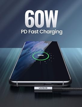 Ugreen 90 Degree Type-C to Type-C 60W Data and Charging Cable 1 Meter