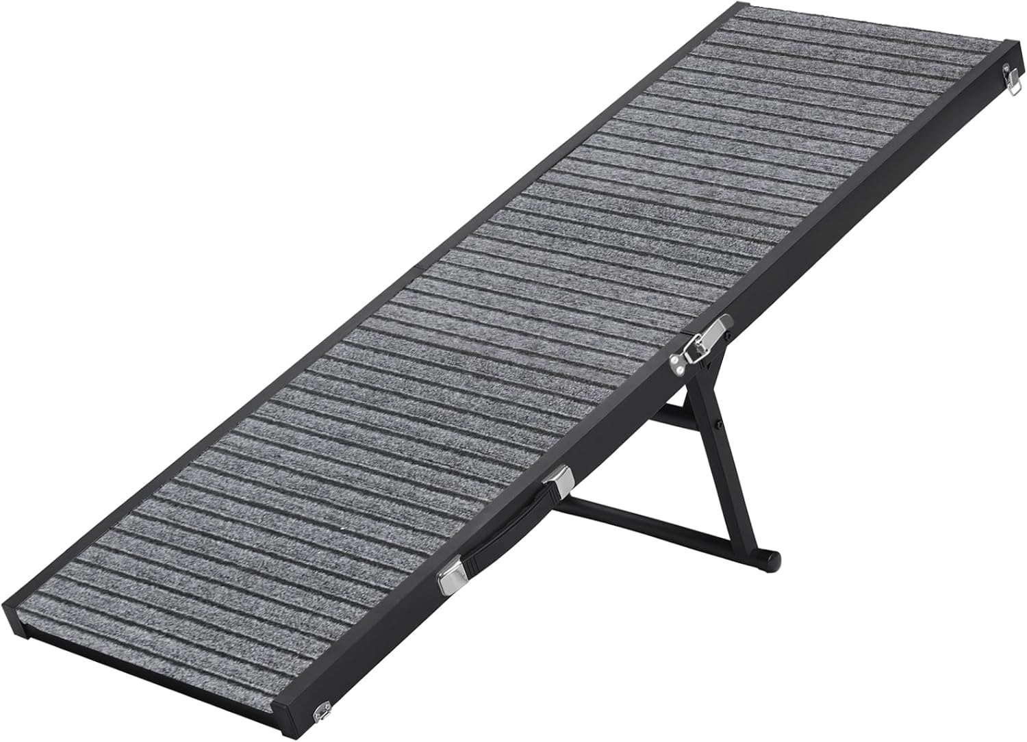 Dog Ramp, 47.8'' Long Portable Pet Stair Ramp with Non-Slip Rug Surface, 5 Levels Height Adjustable Dog Steps for Small Dogs, Folding Dogs Car Ramps for Couch, Bed, Black DRHB9201V1