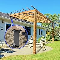 Vista 6 de Kit de soporte de viga elevadora de techo, soportes de pérgola de montaje en techo, soporte de techo ajustable, resistente, negro, poste elevador