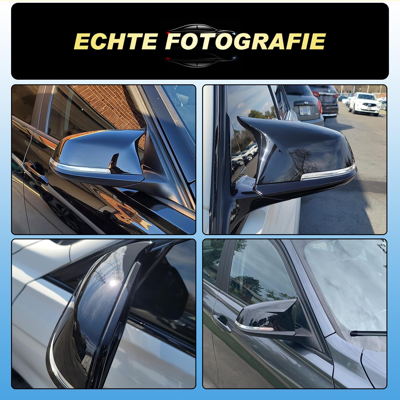 GEARMONSTER Nakładki na lusterka samochodowe, obudowa lusterka wstecznego, zamiennik do lusterka bocznego, kompatybilna z BMW F20, F21, F22, F23, F30, F31, F32, F33, F36, X1, E84, i3, M2, F87