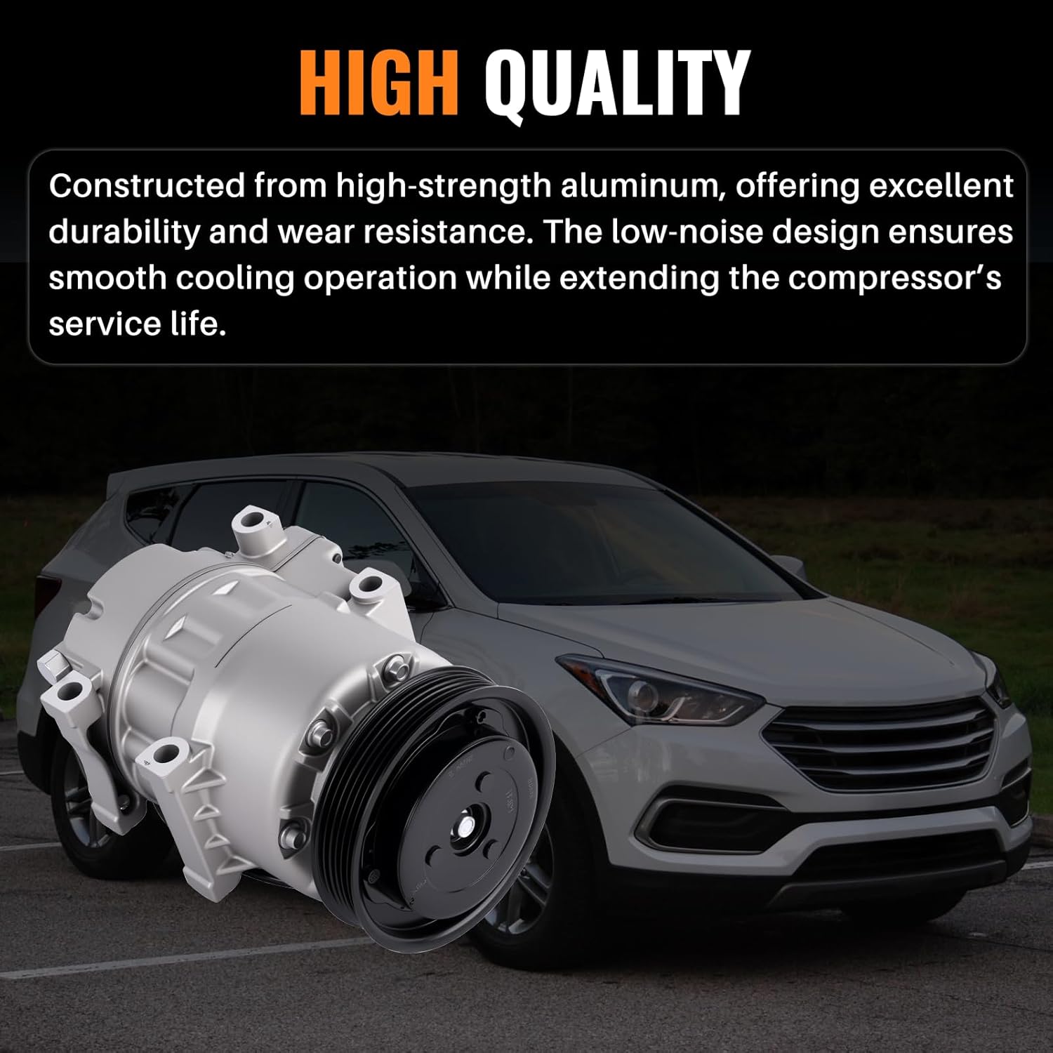 198377 Air Conditioning A/C Compressor Compatible with Kia 2011-2015 L4 2.4L Compatible with Hyundai Santa Fe Sport 2013-2018 L4 2.0L/ L4 2.4L Replace 197377