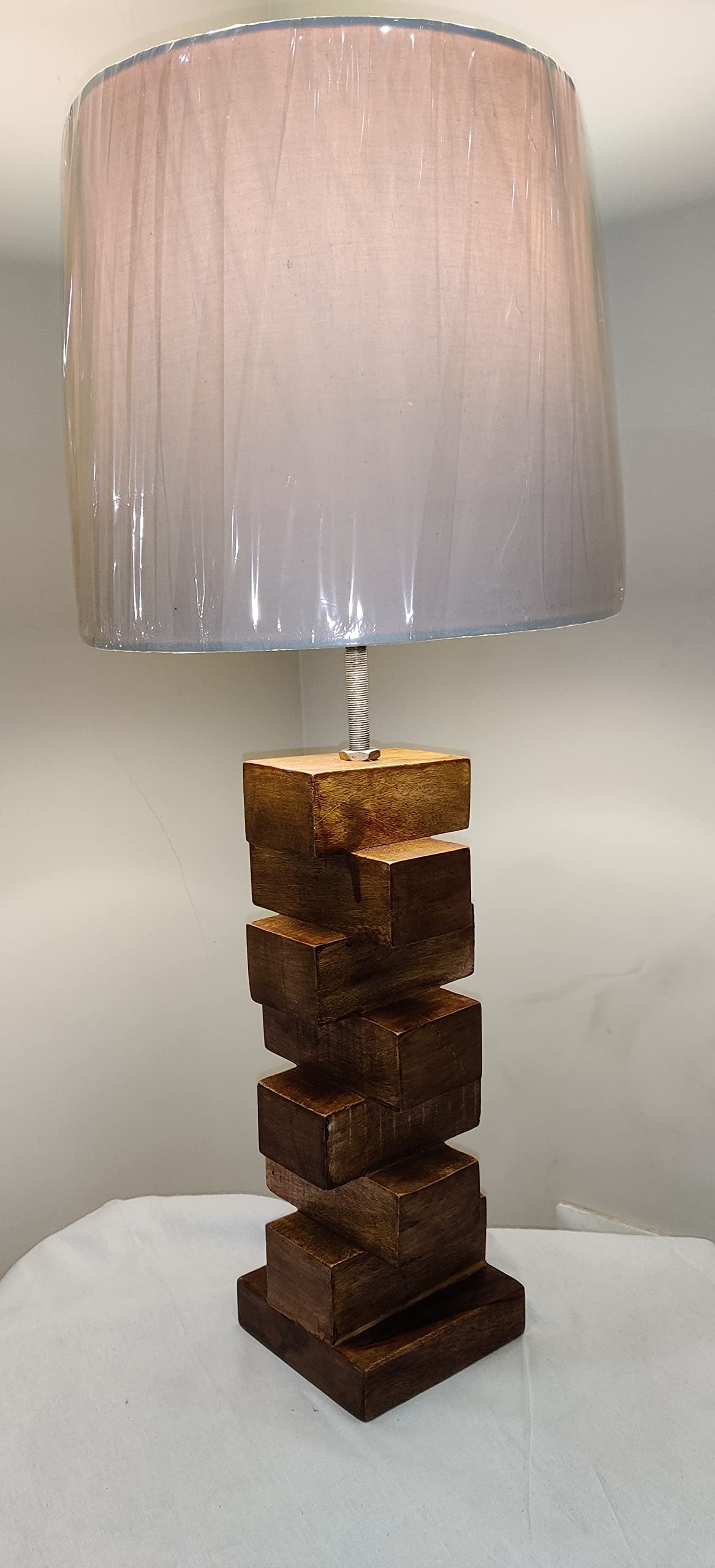 Wooden Lamp Shade Carved Natural Finish Modern Design (4X4 Blocks)-image-35