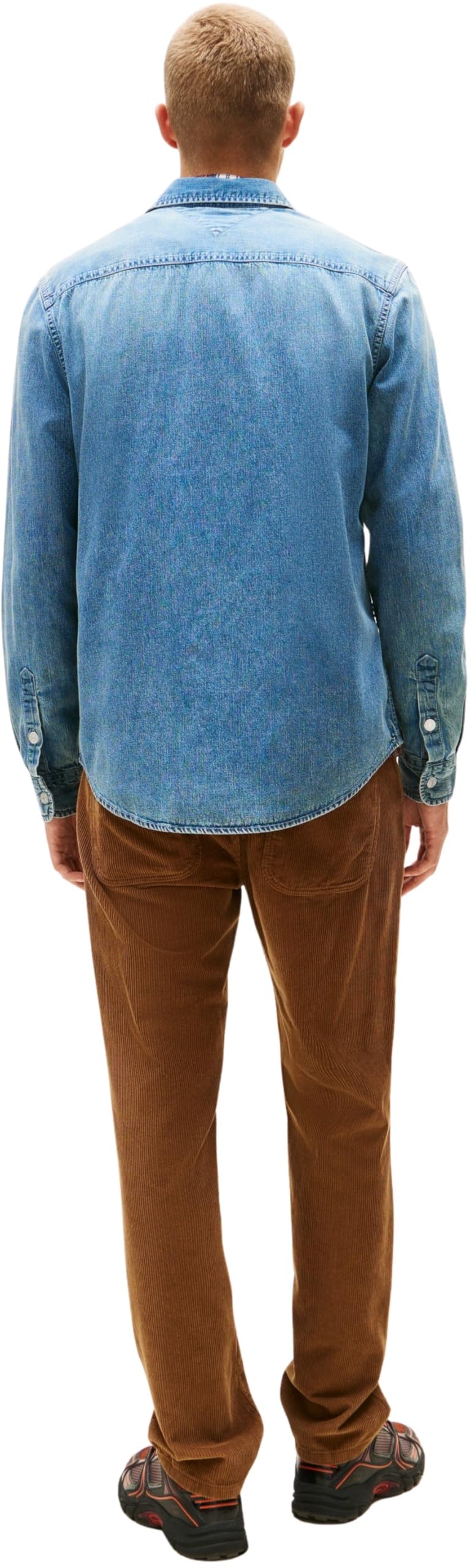 Tommy Jeans Uomo Camicia in Jeans Regular Denim Taschino sul Petto