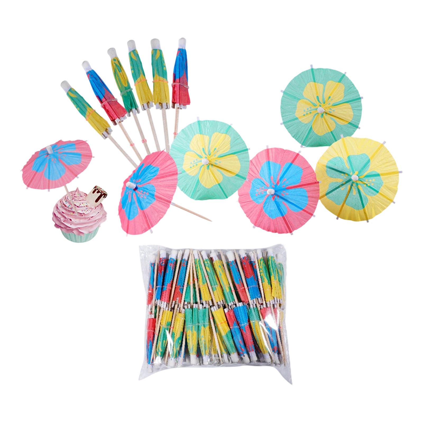 Tsophreniq Of 100 Colorful Paper Umbrella Picks Fruit Skewers for Cocktails Party Decorations and Drink Garnishes Drink Decorations