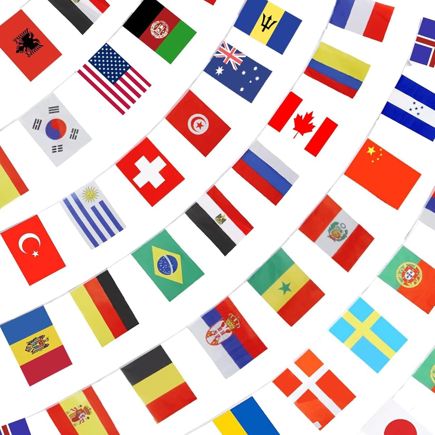 185Ft 200 Countries International String Flags-8"x5.5" International World Flags Bunting Banners for World Cup, Party Decorations, Bars, Sports Clubs, School Festivals, Celebrations(200)