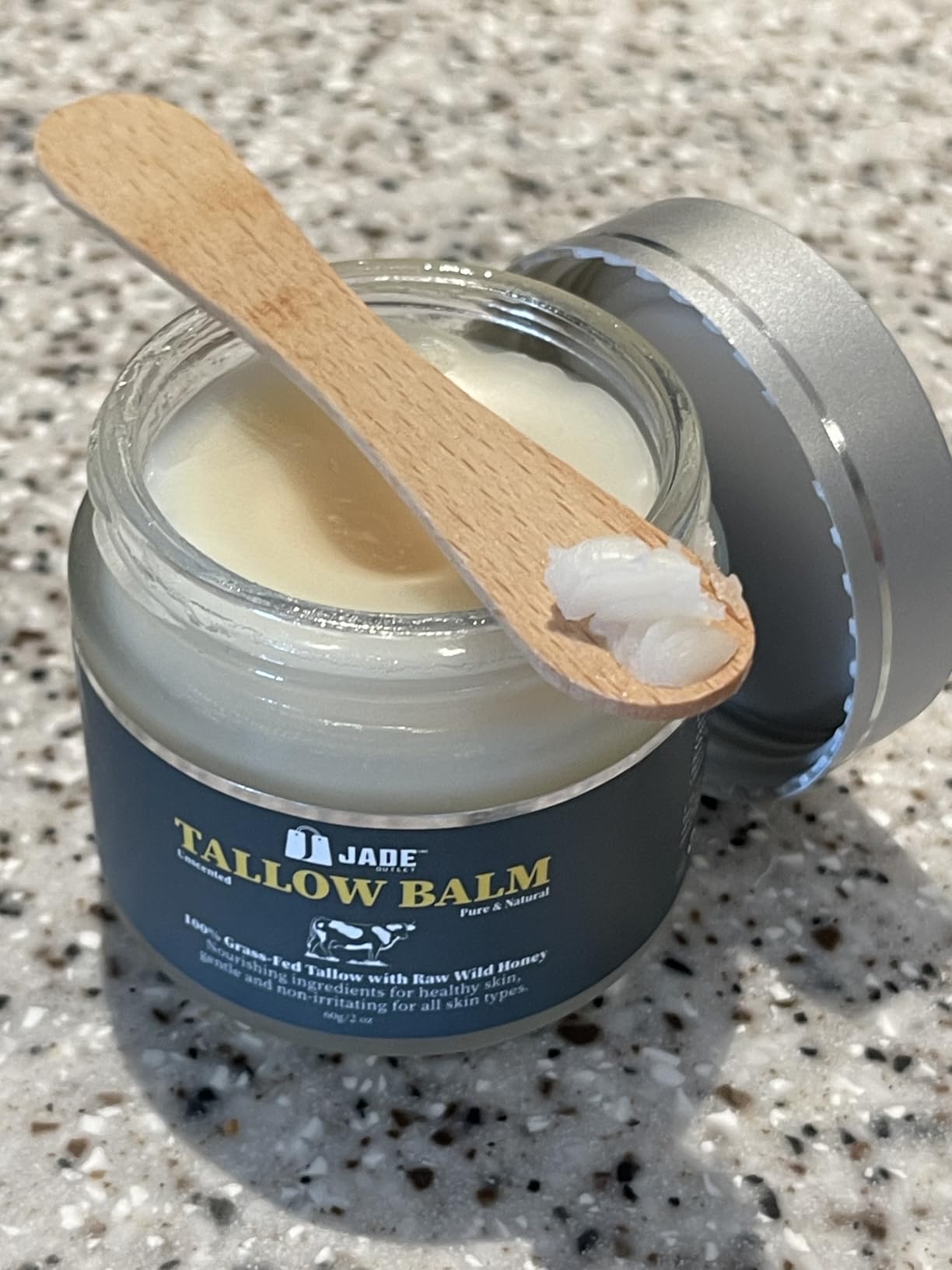 Jade Outlet Inc Unscented Tallow Balm for Face & Body – Deep Hydration Moisturizer for Sensitive & Reactive Skin – Skin Barrier Support – Non-Toxic Skincare with Raw Honey – Fragrance Free