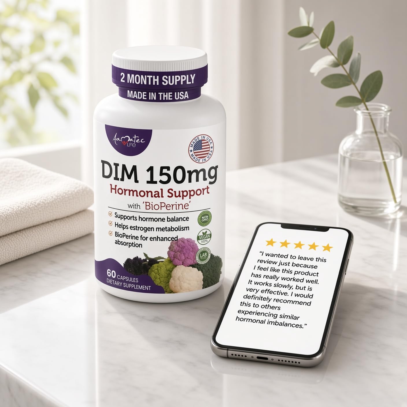 DIM Supplement 150mg for Women, Menopause Support, 60 Capsules — Amazon image 7