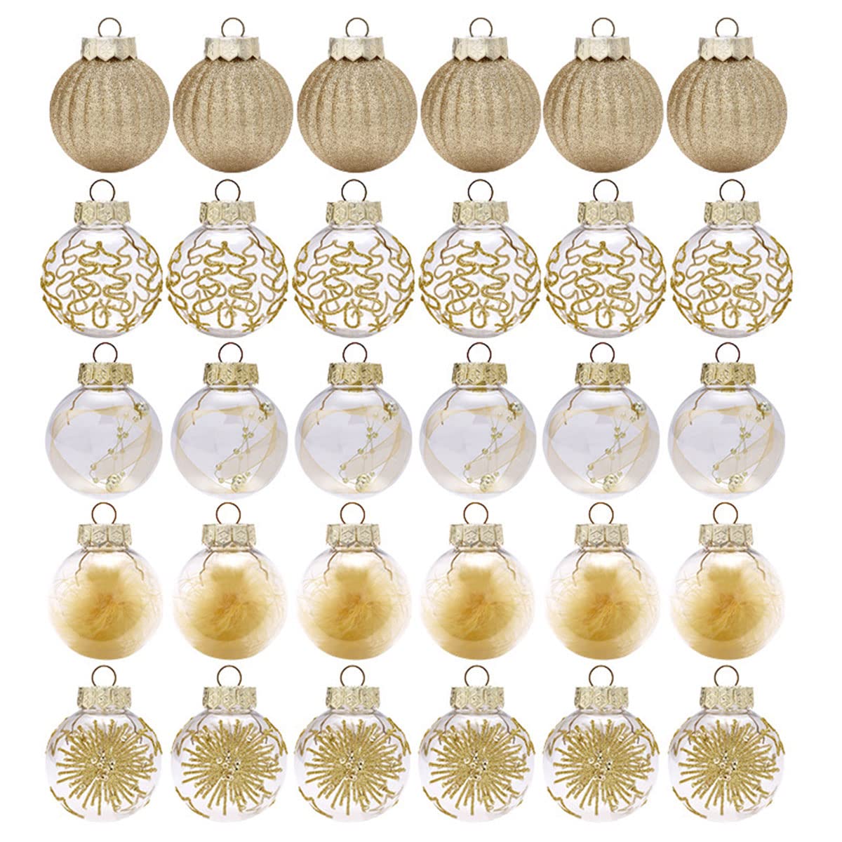 Fouriding 30Pcs Christmas Balls Ornaments 2.36"/6cm,Shatterproof Clear Christmas Balls Ornaments Hanging Decorations for Xmas Tree,Holiday, Wedding, Party Decoration (Gold) - Image 2
