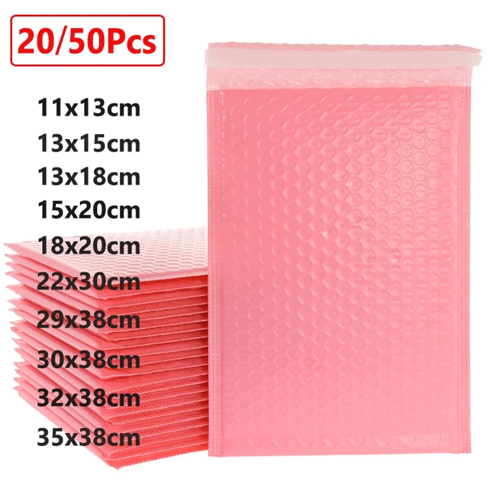 piccola borsa per la spedizione Buste imbottite rosa con bolle d'aria in polietilene for imballaggio autosigillante(18x23cm-50pcs)