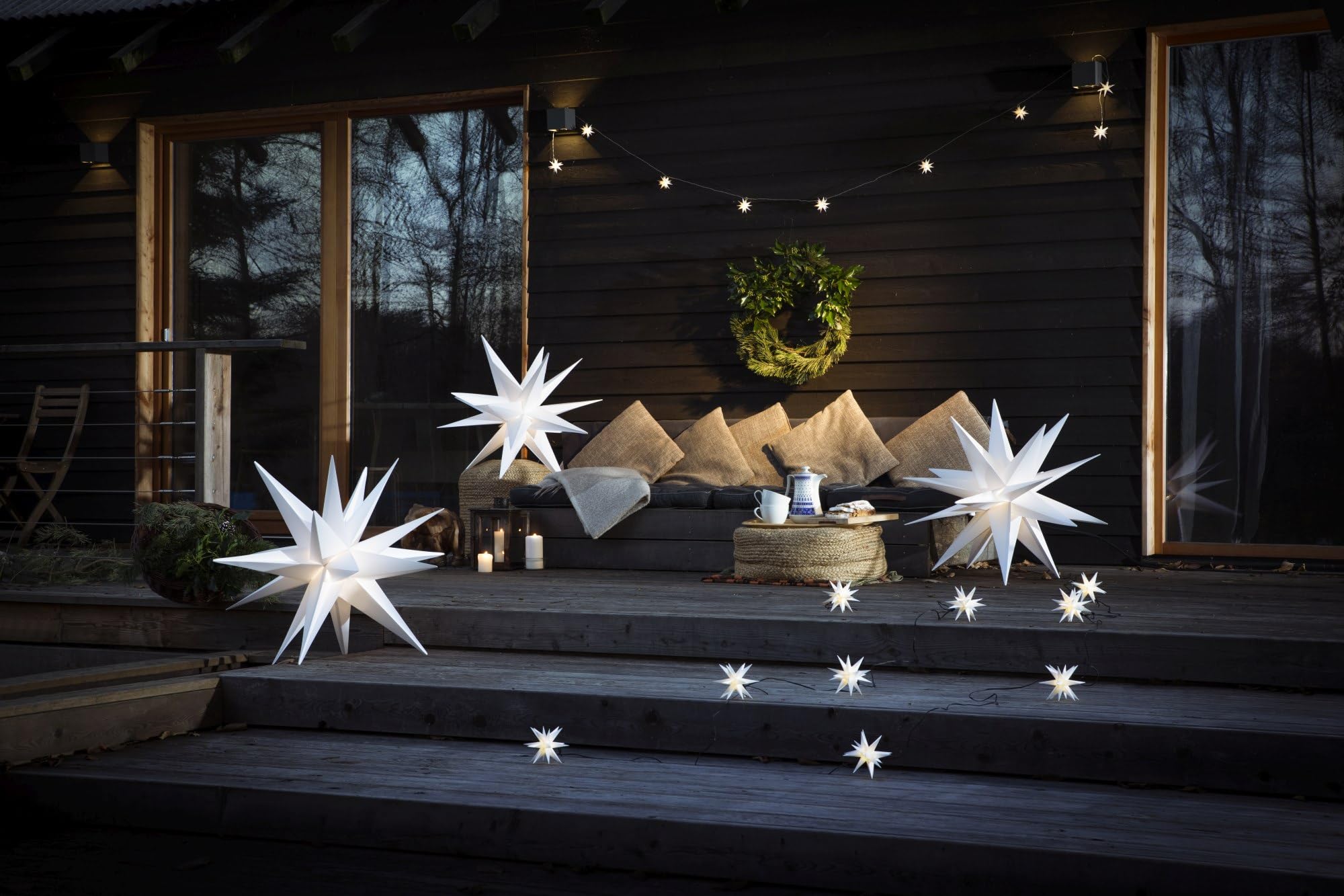 Novaliv Weihnachtsstern beleuchtet Faltstern 55cm Dekostern Weiss hochwertiger Kunststoffstern für Glühbirne mit Timer Funktion 3D Stern 18 Zackig Leuchtstern Weihnachtslicht Winterbeleuchtung