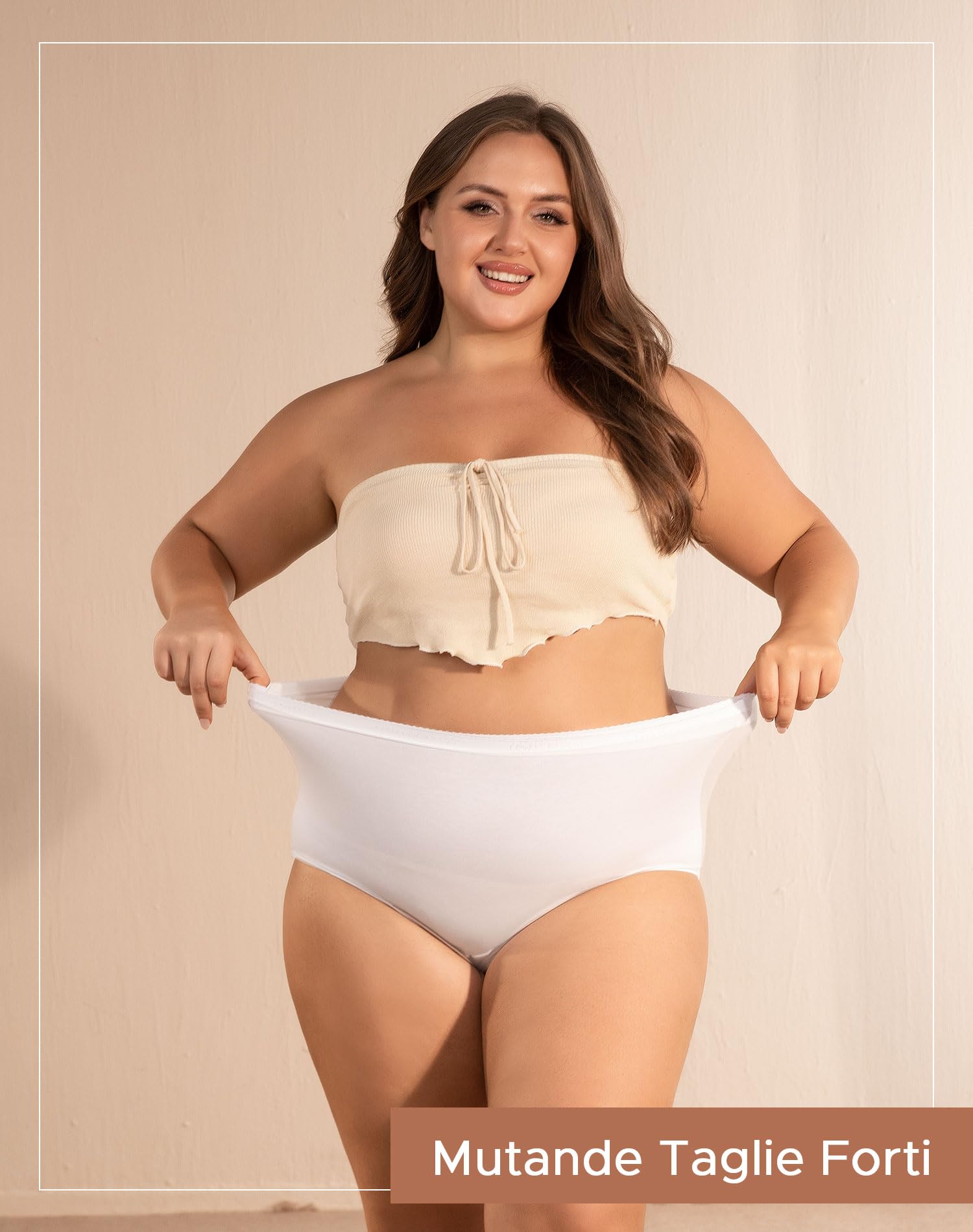 INNERSY Mutande Donna Cotone Taglie Forti Slip Vita Alta Mutandine Culotte 40-62(XL-5XL) Pacco da 5