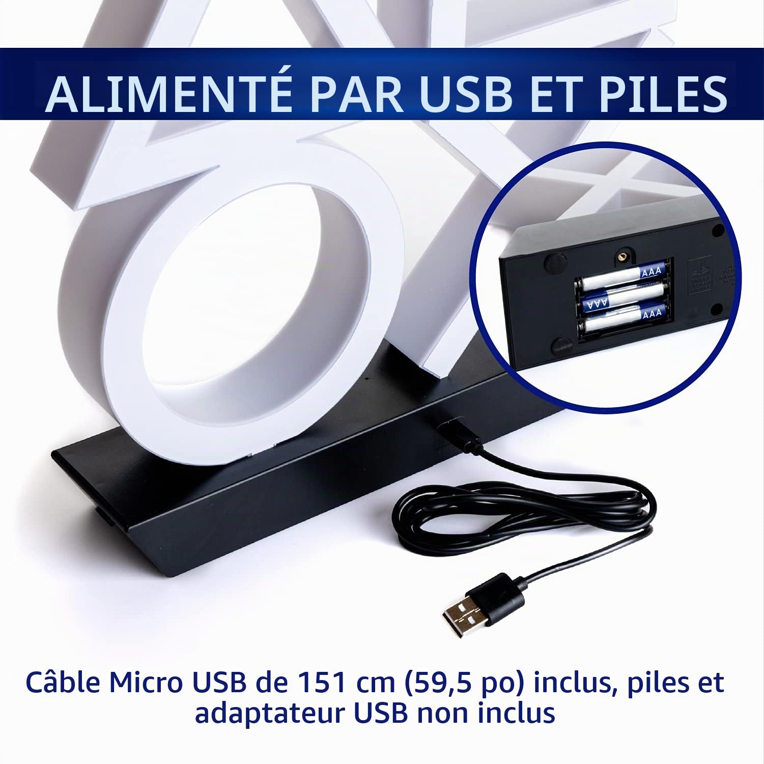 Playstation Lampe Icônes PS5 Unisexe Lampe de chevet blanc/noir, Plastique, PP7917PS