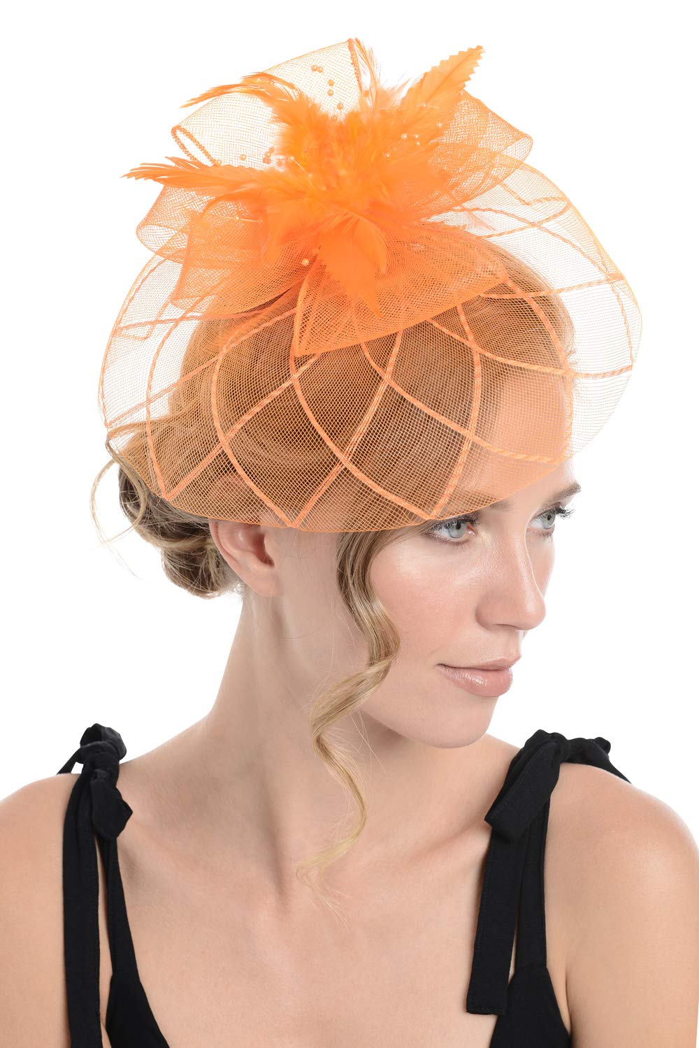 Zac's Alter Ego Lace & Net Fascinator with Feathers on Clip or Aliceband