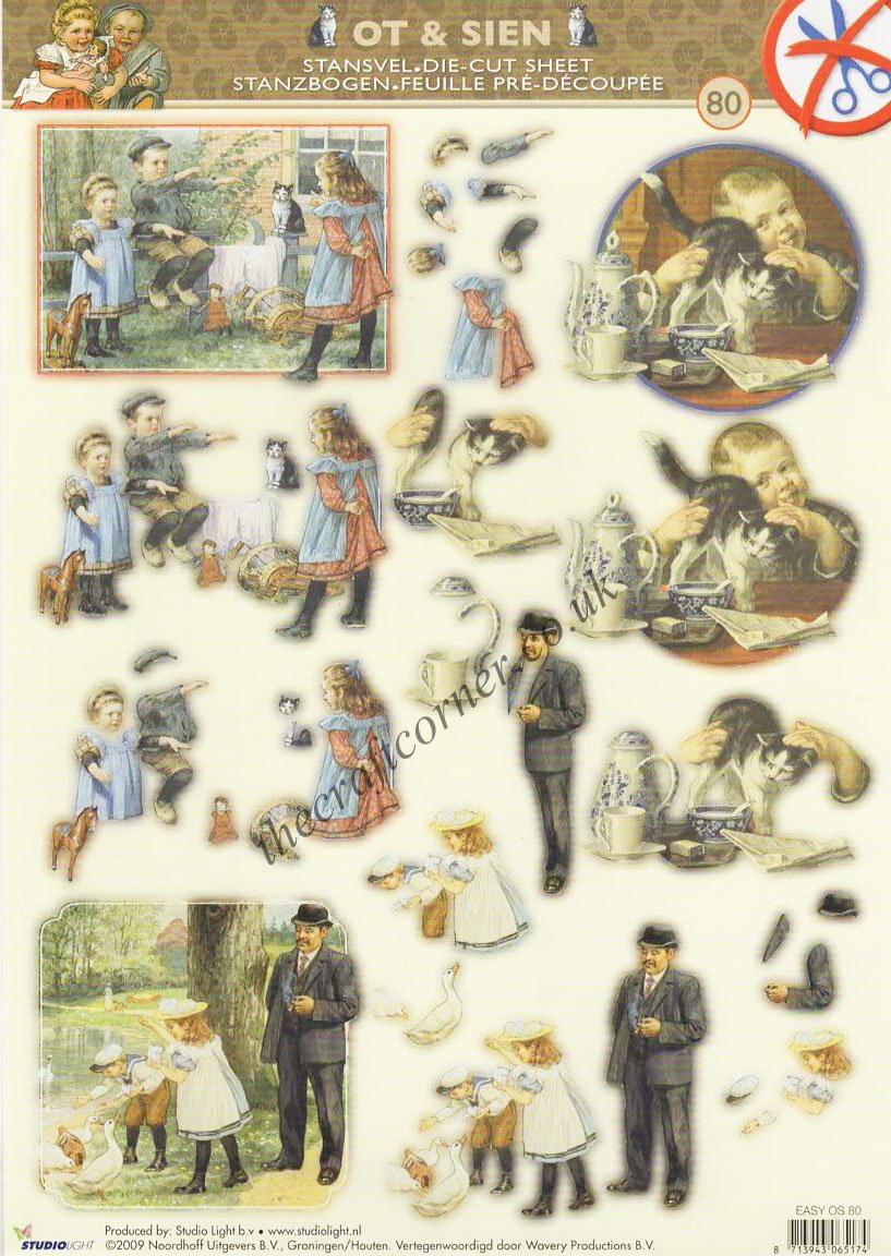 Studio Light Victorian Children With Cats & Ducks Die Cut 3d Decoupage Sheet - NO CUTTING