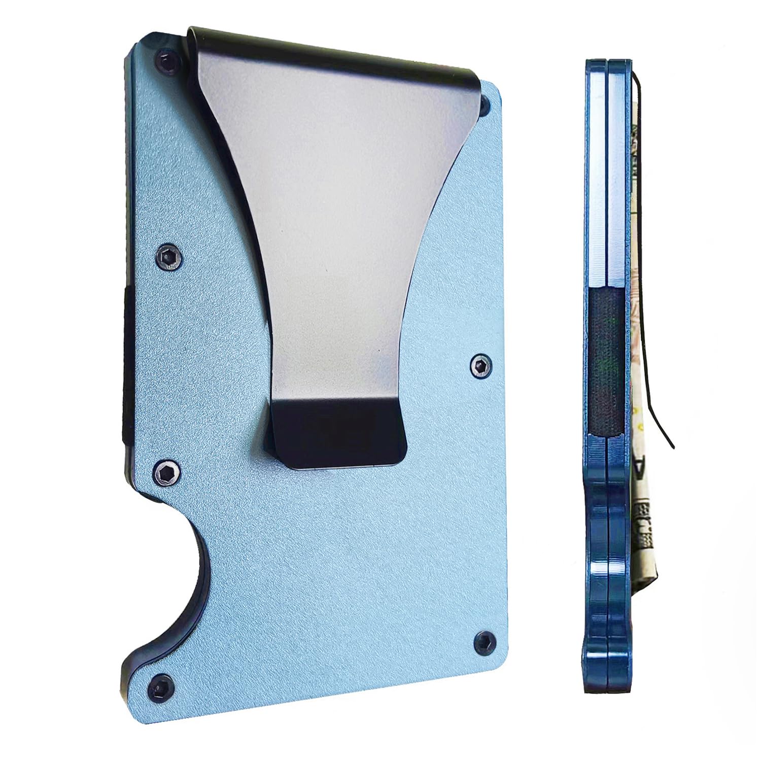 Slim Minimalist Compact Wallet for Men, RFID Blocking Credit Card Holder & Money Clip, Metal Business Card Cases holds, Ultra-Thin Design, Front