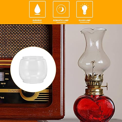 Miniatura 8 de Lámpara de queroseno, lámpara de cristal, chimenea, 2 piezas, pantalla de queroseno de vidrio transparente, cubierta de linterna curva, globo de