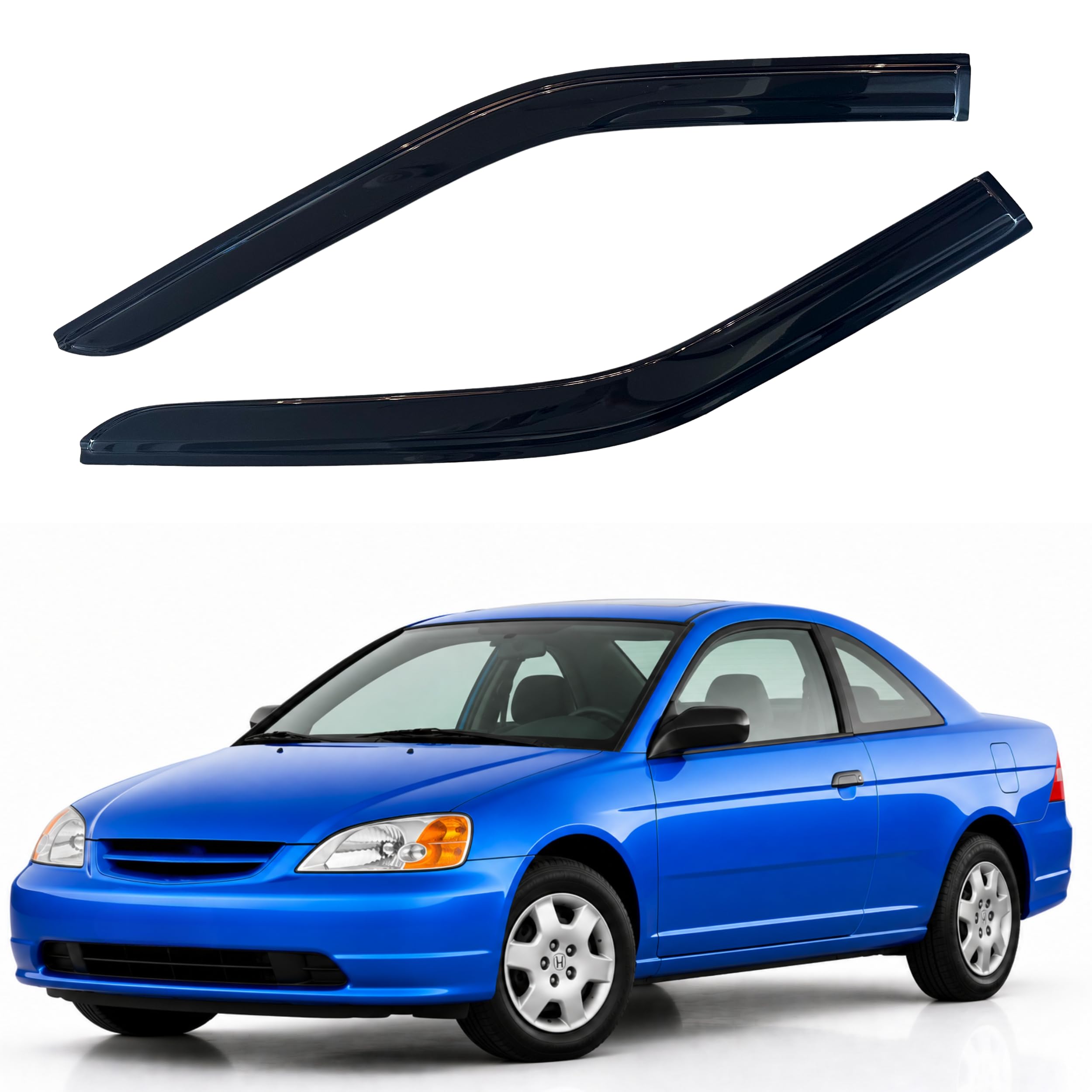 IG Window Visors Fit for 2001-2005 Honda Civic Coupe, Out-Channel Rain Guards Vent Wind Deflectors 2PC, Car Accessories for 01-05 Civic Coupe (Coupe Only)