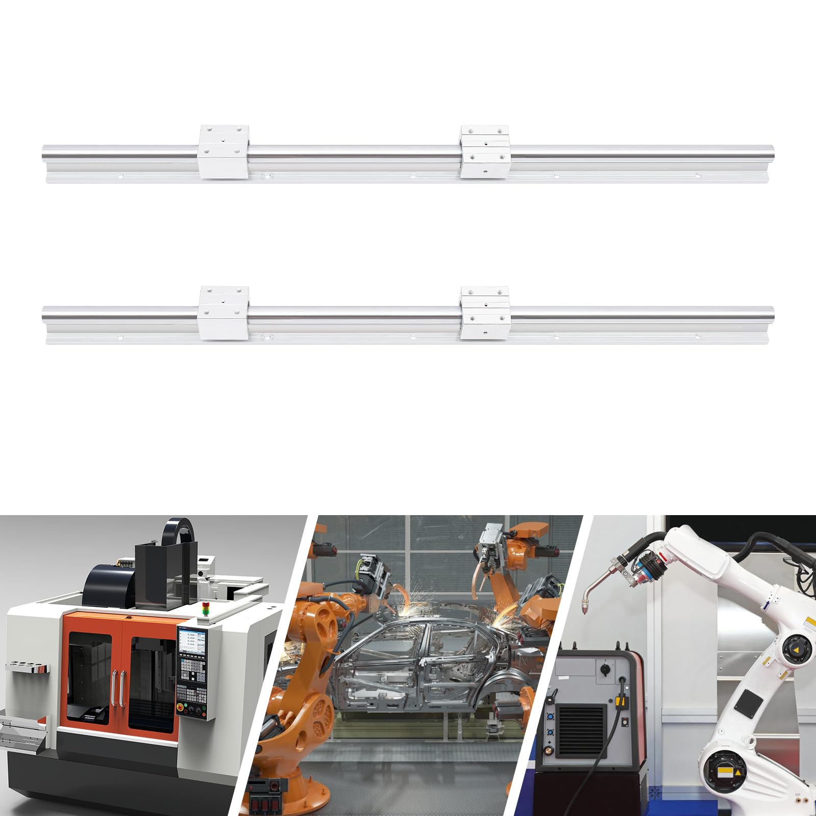 Binario lineare SBR25, 1000 mm, 2 pezzi guida lineare con 4 blocchi di cuscinetti, antiruggine, fori preforati, precisione G6, per macchine CNC, stampanti 3D, fresatrici, alta capacità di