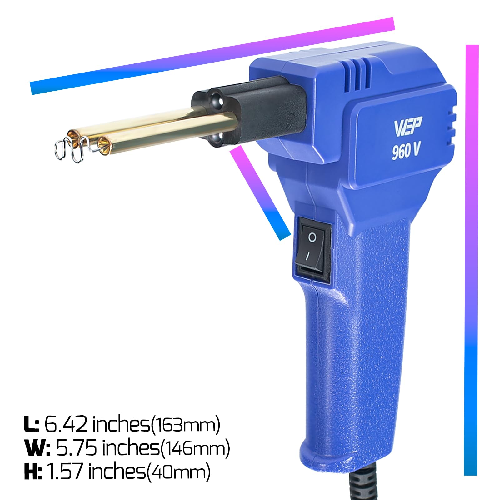 WEP Kit de soudeur en plastique 960 V 110 V avec lumières LED avec 200 agrafes chaudes et pinces pour pare-chocs de voiture, réparation de réservoir de gaz en plastique, un excellent outil automobile