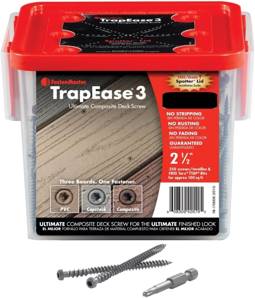 Fastenmaster Fmtr3-212 2-1/2" Trapease 3 Composite Deck Screw Trex-Clamshell - 100 Square Feet