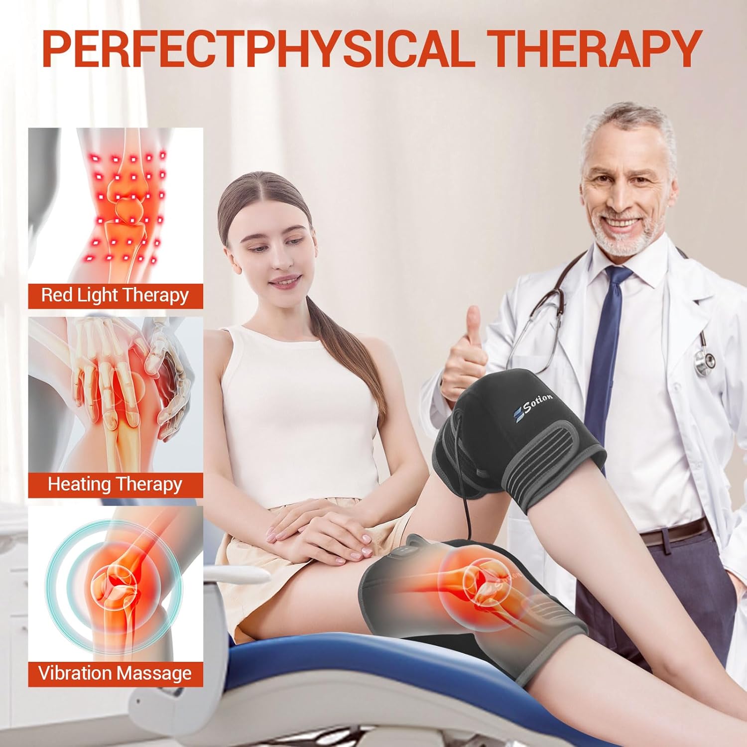 Red Light Therapy & Vibration Massage Knee Brace- 660nm&850nm Red Light Therapy Heated Device for Knee/Joint/Elbow/Shoulder Pain Relief, Faster Recovery- Infrared Light Therapy for Faster Recovery - Great for Athletes & Beyond - Image 2