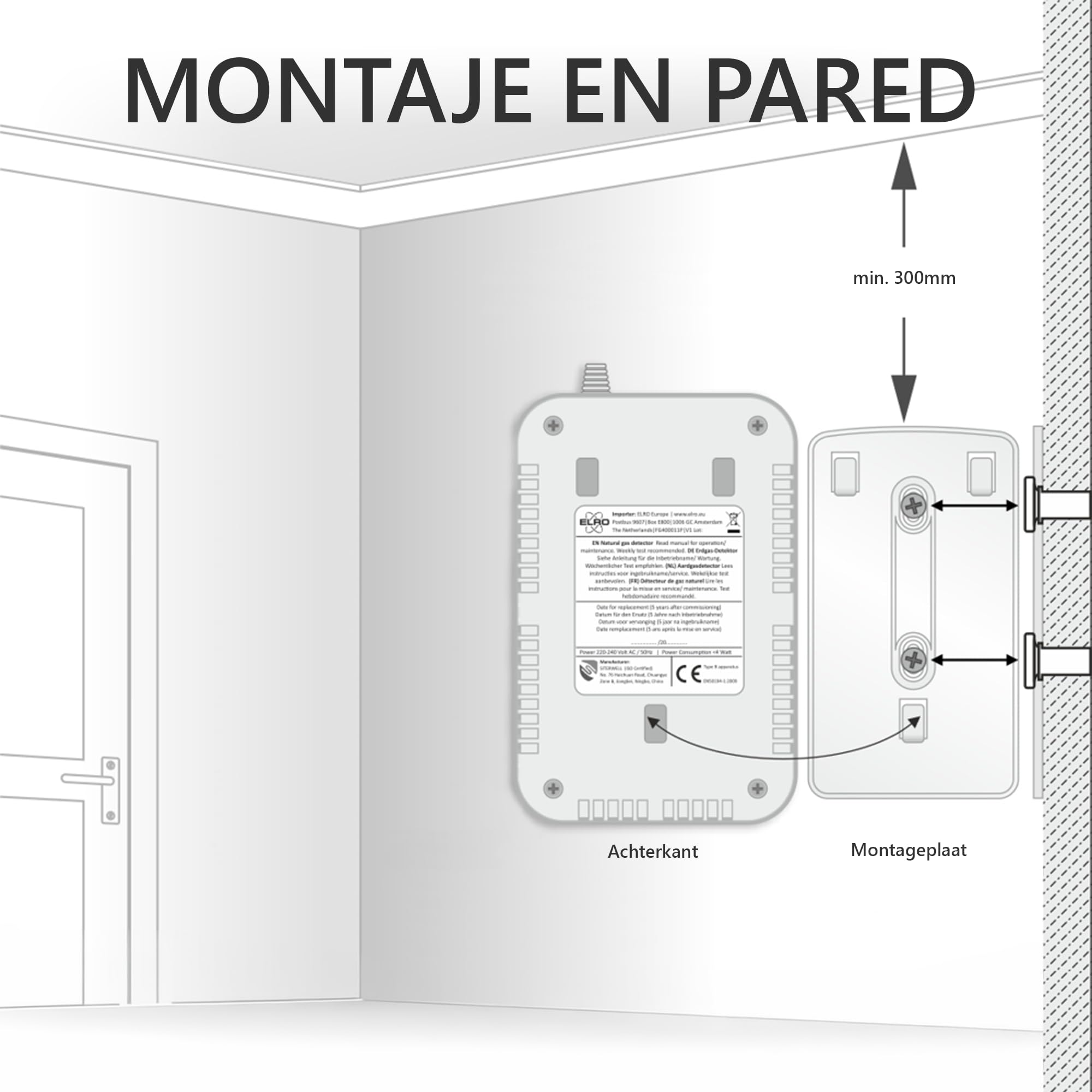 ELRO FG6000P Detector de Fugas de Gas – para Gas Natural y GLP – Alarma de 85 dB – Certificado EN50194