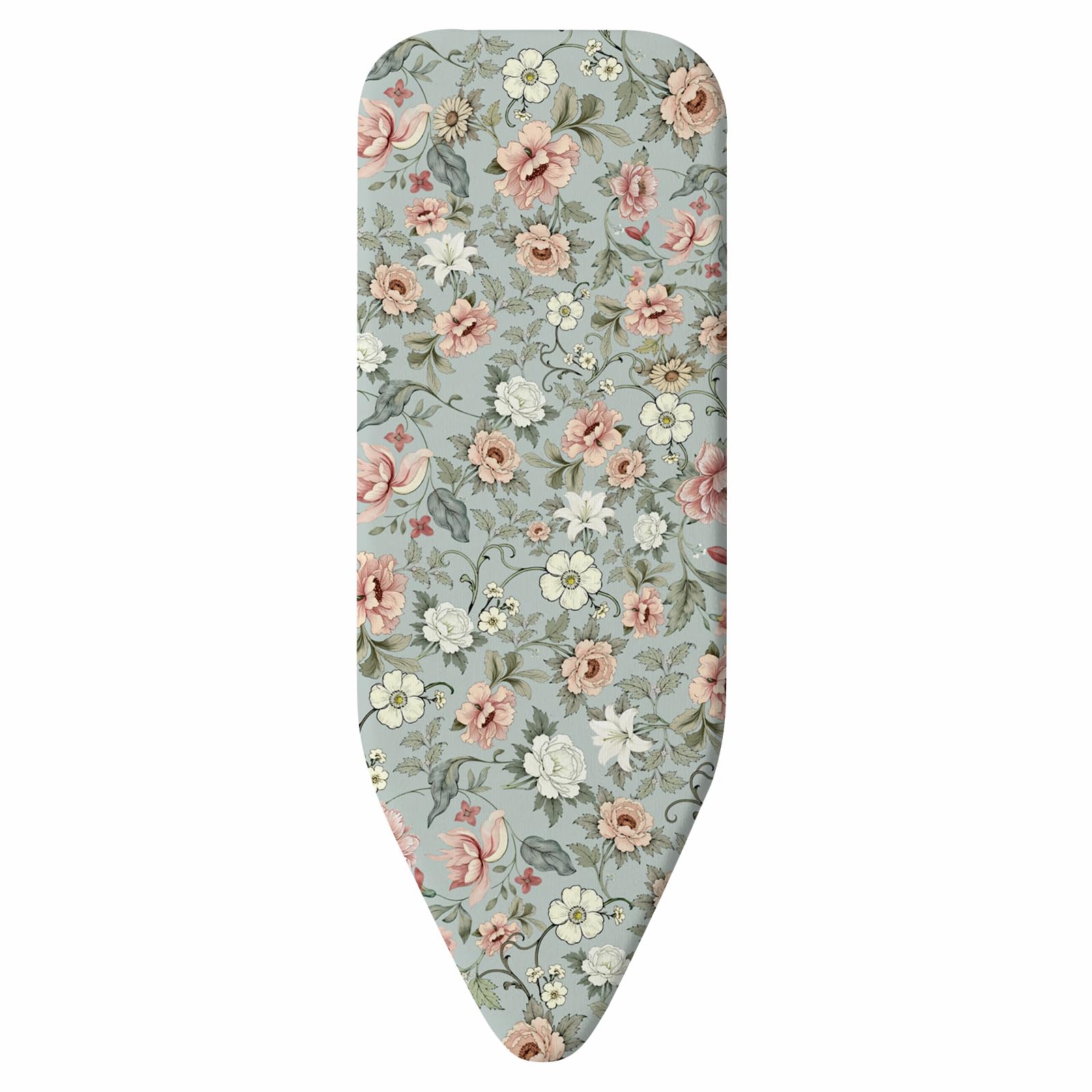Art Flower Ironing Board Cover 130 ร 40 cm, Thick 3mm Cotton Felt Padding, Drawstring Tightening & Lock, Resist Scorching and Staining, Heavy Duty Padded Iron Board Covers