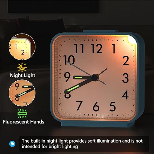 Vista 28 de AMIR Reloj analógico silencioso que no hace tictac, viaje con repetición y luz, sonidos de pitido ascendente, reloj despertador ruidoso