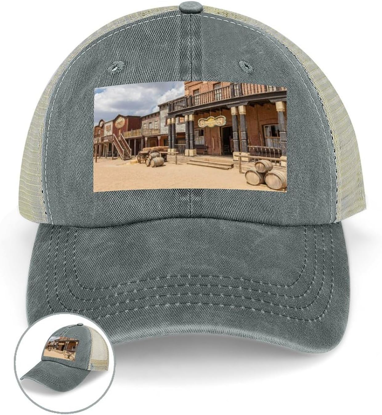Old Wild West Cowboy Town Hat Personalized Adjustable Cowboy Cap Cotton Cap Trucker Hats Dad Hat for Men Women