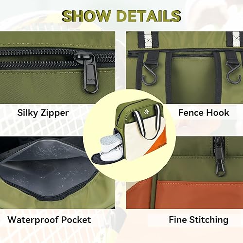 Miniatura 4 de Bolsa de pickleball para mujeres y hombres, mochila grande de tenis para pickleball, tenis, raquetbol y bolsa de viaje con compartimento para