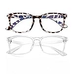 AZorb 2Pack Blue Light Blocking Glasses for Kids TR90 Unbreakable Computer Screen Glasses for Boys & Girls-2 Pack(Transparent+ Leopard)