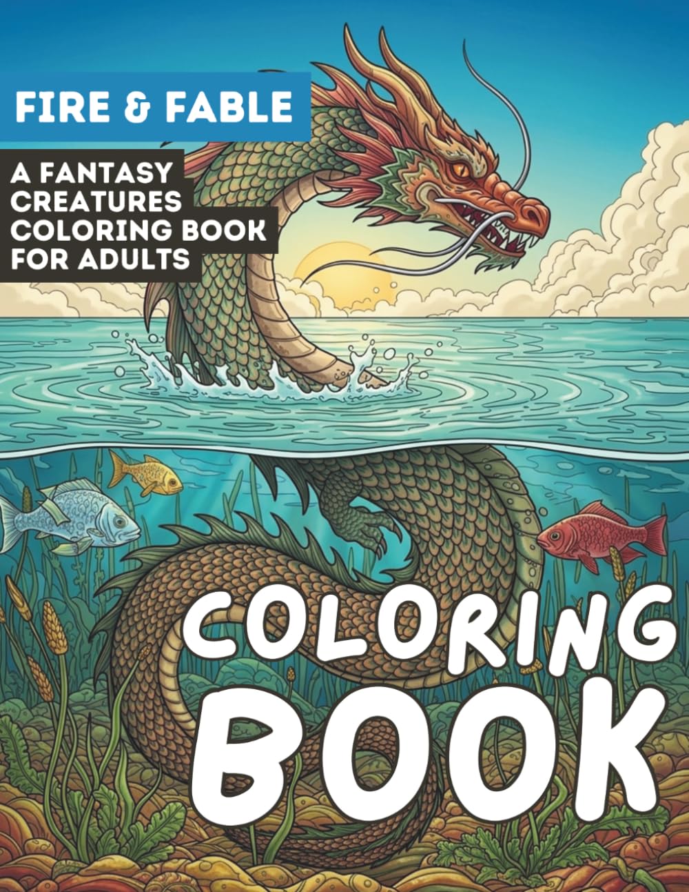 Fire & Fable: A Fantasy Creatures Coloring Book for Adults