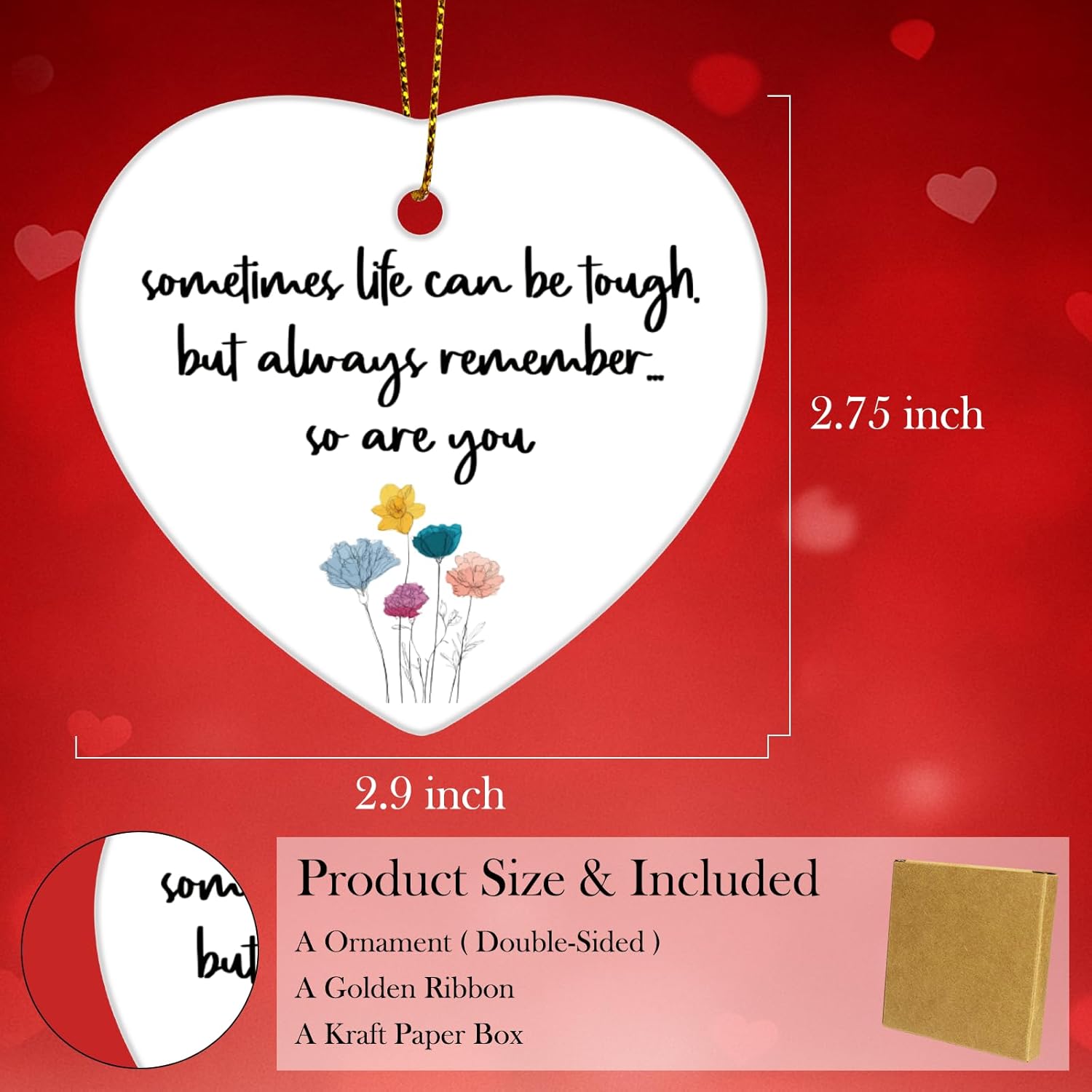 Inspirational Ornaments Gifts for Women Men, Motivational Christmas Ornaments Gifts, Sometimes Life Can Be Tough But So are You Ceramic Keepsake - Image 3