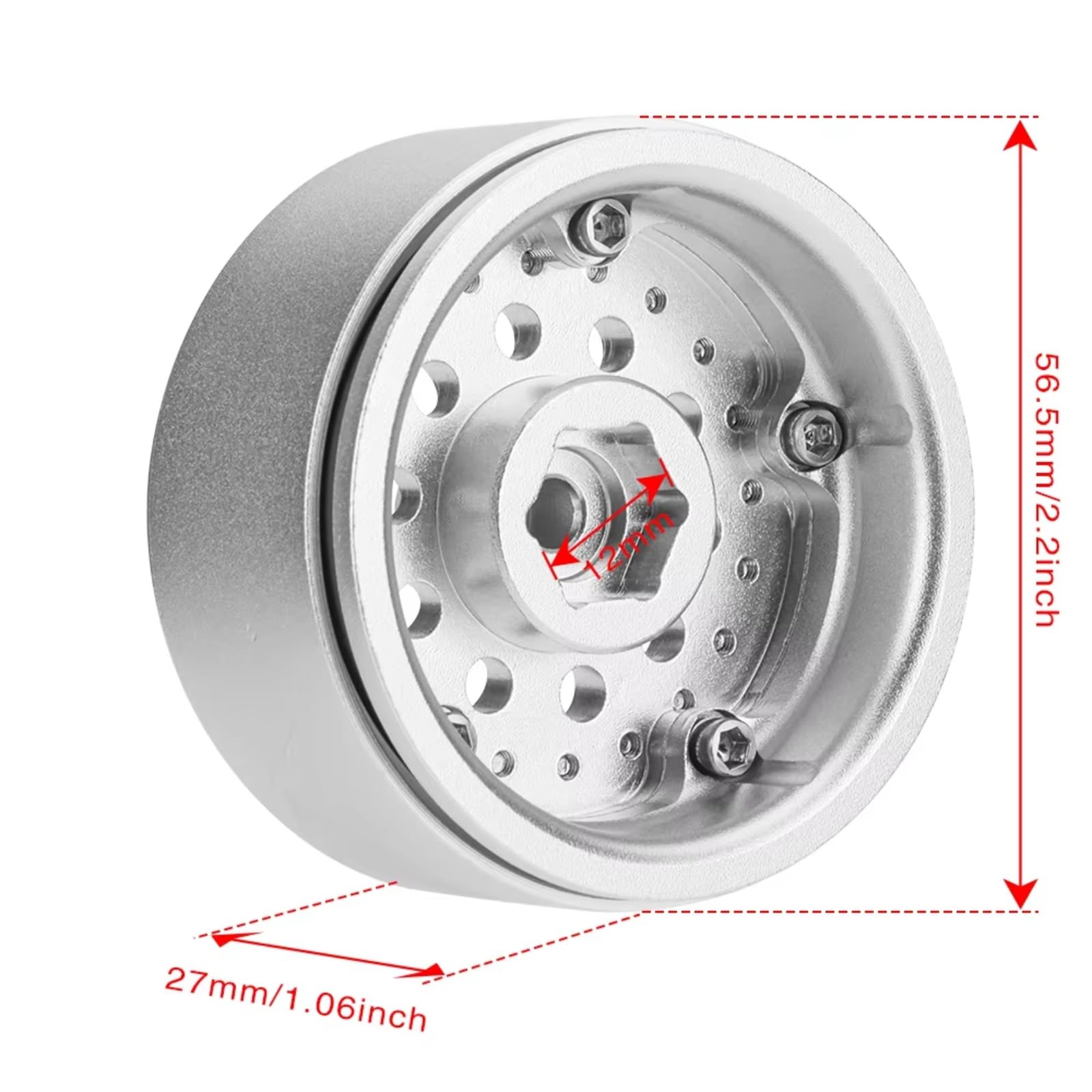 Llantas Beadlock 1,3 para TRX4-M para Axial para SCX24 1/18 1/24 Trepador | Piezas coches RC llantas rígidas concentricidad montaje tuerca hexagonal para un reemplazo estable Repuesto