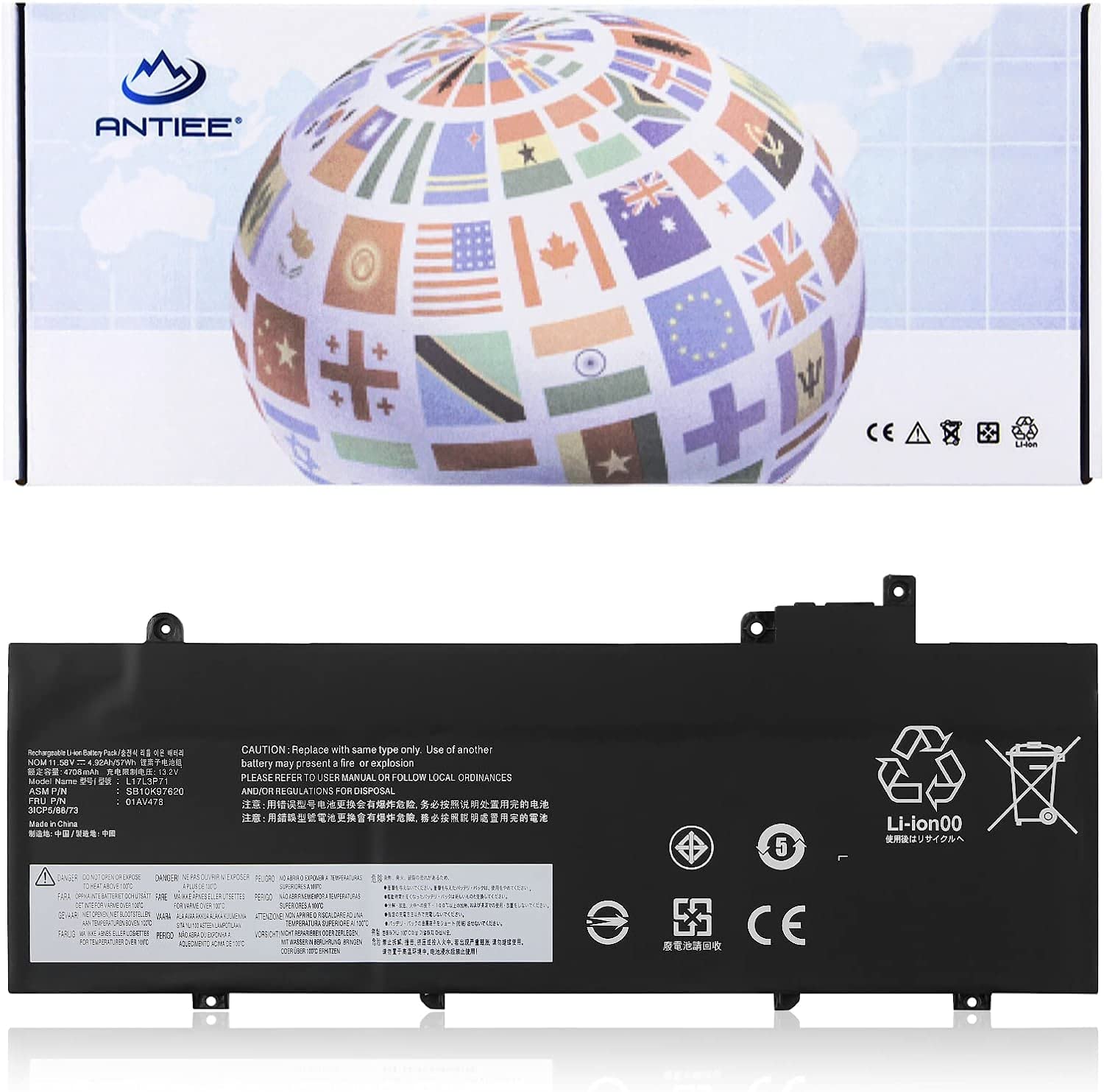 K KYUER 57Wh L17L3P71 L17M3P71 Batterie Pour Lenovo ThinkPad T480S 20L7 20L8 L17M3P72 L17S3P71 01AV478 01AV479 01AV480 SB10K97620 SB10K97621 SB10K97622 20L7CTO1WW 20L7001VPB 20L7S2450C 20L8SFK204