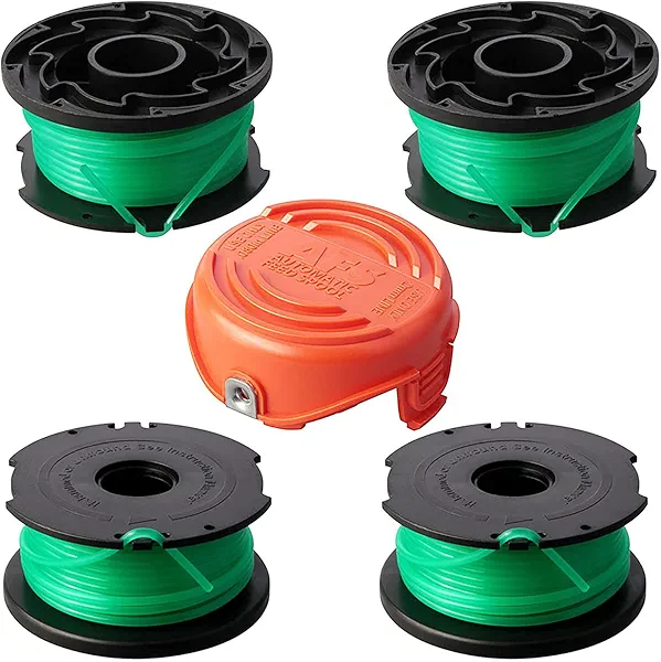 Eyoloty SF-080 Trimmer Replacement Spools Compatible with Black Decker SF-080-BKP GH3000 GH3000R LST540 LST540B Weed Eater 20ft 0.080" Edger Refills with 90583594 Cover Cap (4 Spool, 1 Cap)