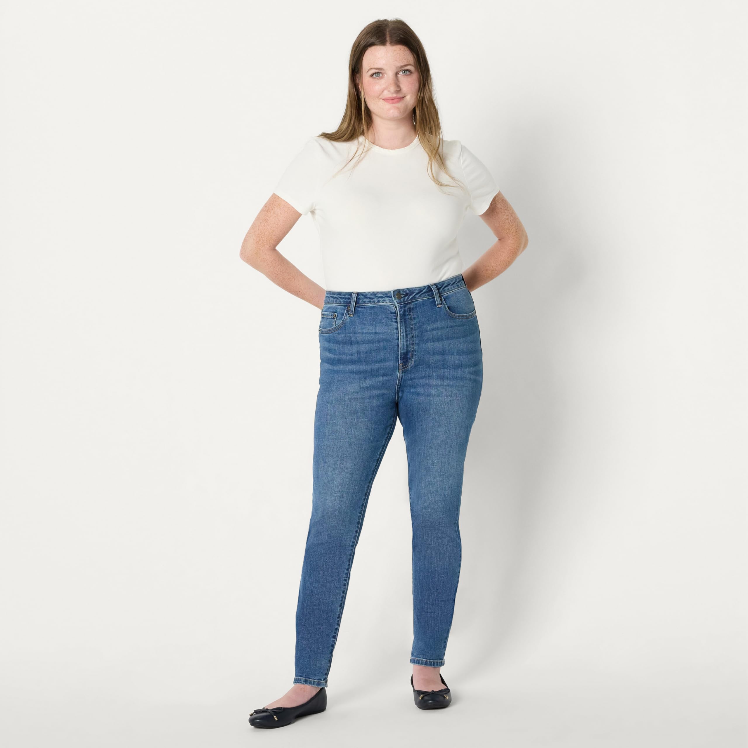Amazon Essentials Mujer Vaqueros Ajustados Estilizados de Tiro Alto