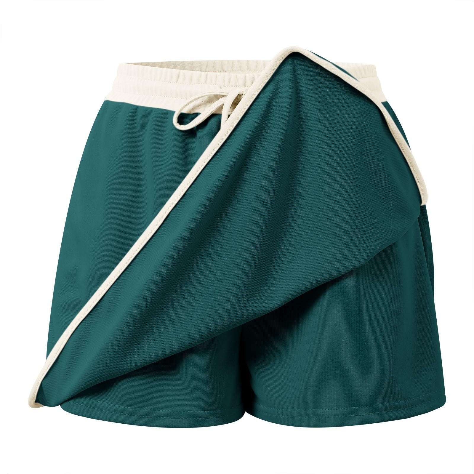 Modisches, lässiges Zweiteiler-Outfit mit zwei Shorts, bestehend einem Tunika-Top mit asymmetrischem Saum Shorts mit hohem Bund.