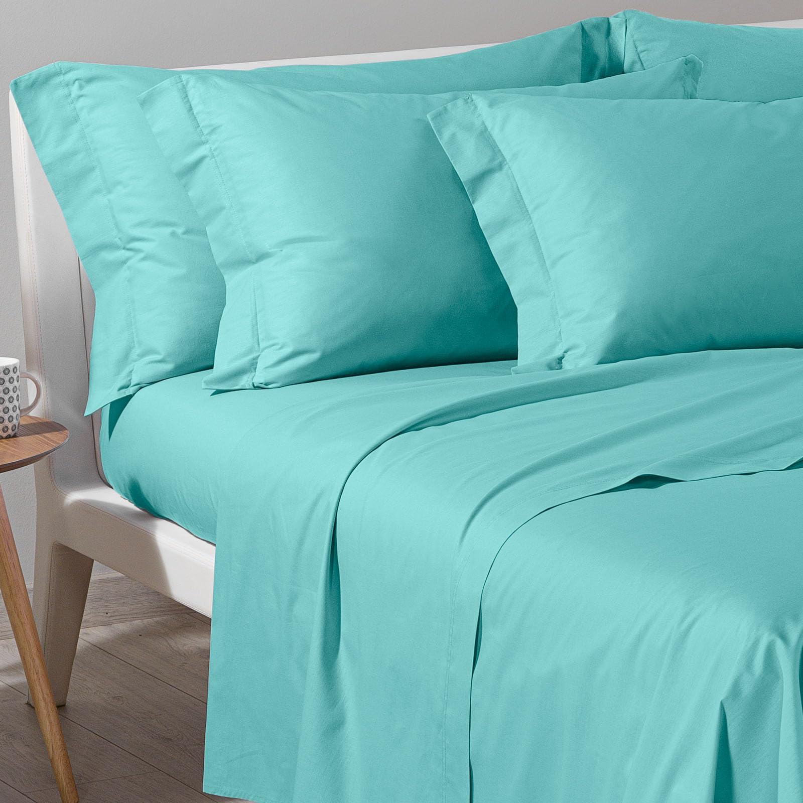 Caleffi - Juego de Sábanas Ropa Cama Algodón para Cama de Matrimonio, Color Liso, art. Colors
