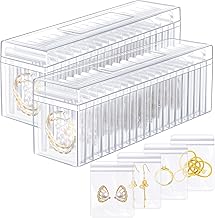 Kenning 42 Pcs Acrylic Jewelry Case Organizer, Clear Jewelry Organizers Holder with Portable Anti Tarnish Storage Bags for Rings, Earrings, Necklaces, Ideal Gifts for Women (Clear)
