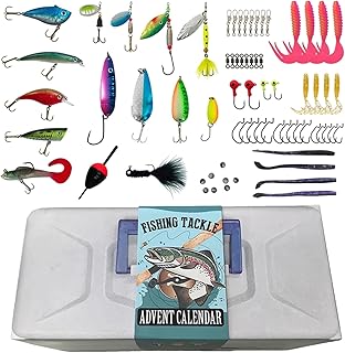 Fishing Advent Calendar,Fishing Tackle Advent Calendar,Fishing Tackle Set with Fishing Gear Fishing Lures,24 Days Calendar Countdown to Christmas,Sea Fishing Tackle Set Gift for Father Husband