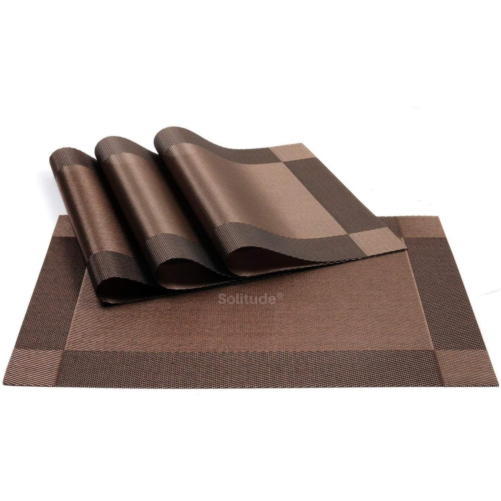 Solitude Placemats Set of 4 Dining Table Place Mats | Placemats Table Mat PVC Material | Non-Slip Heat Resistant | Dining Tablemates Washable Anti-Skid | Size 45 x 30 CM (Brown)-image-39