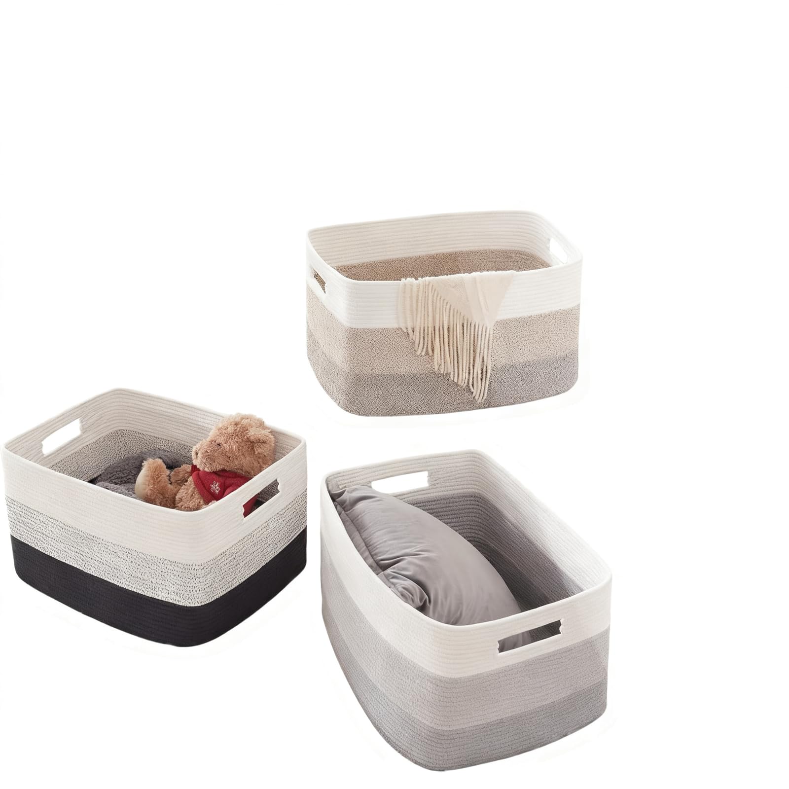 Panier à linge format en corde,gris foncé