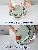 Vista 3 de Lunememo Centrifugadora de Ensalada de Acero Inoxidable, Centrifugadora de Lechuga con Drenaje, Base Antideslizante, Botón de Parada, Secadora