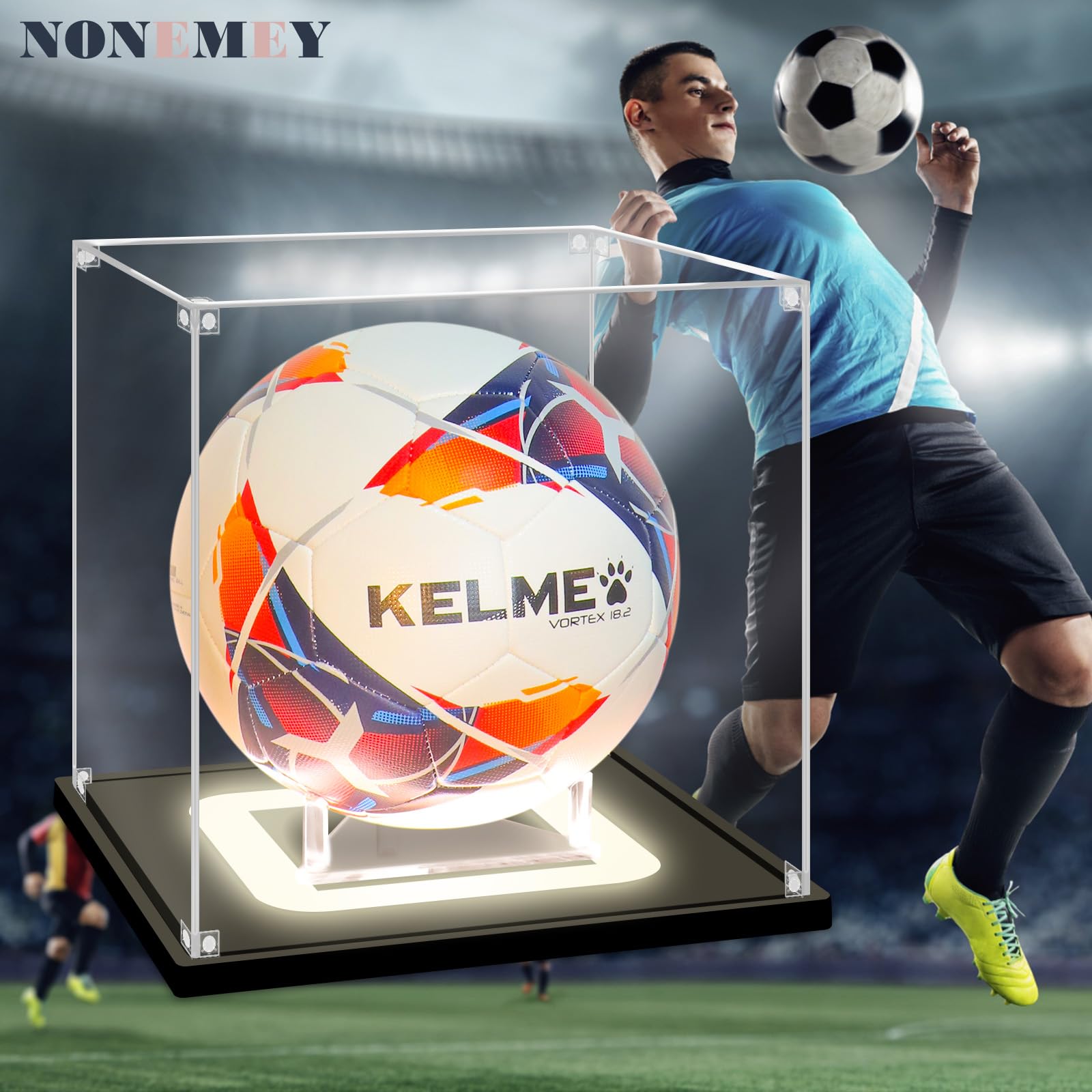 Amazon.co.jp: NONEMEY サッカーディスプレイケース ライト付き UV保護