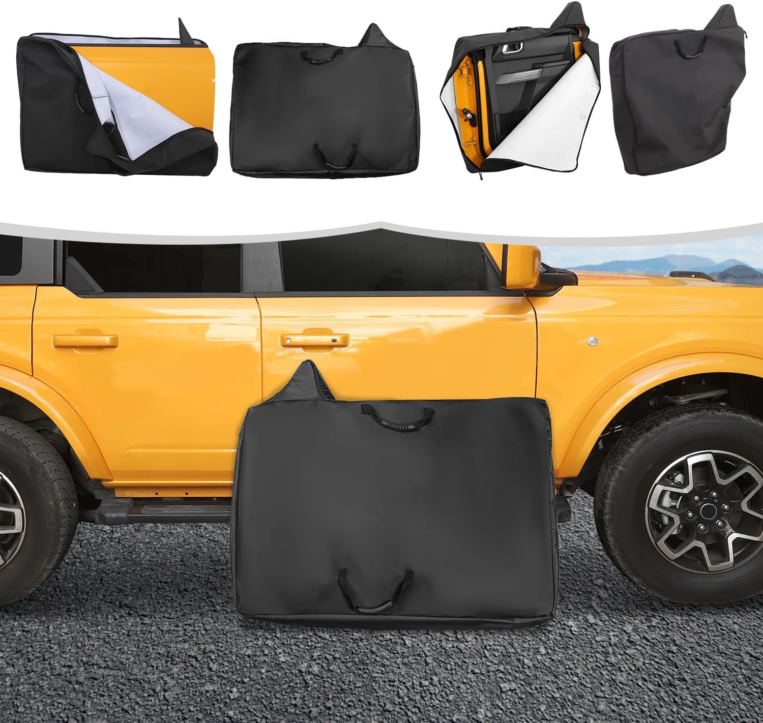Linskip Door Storage Bags Compatible with 4 Door Ford Bronco 2021-2025+, Durable, Waterproof & Reinforced Handles, 4 Door Storage Bags for Bronco Accessories
