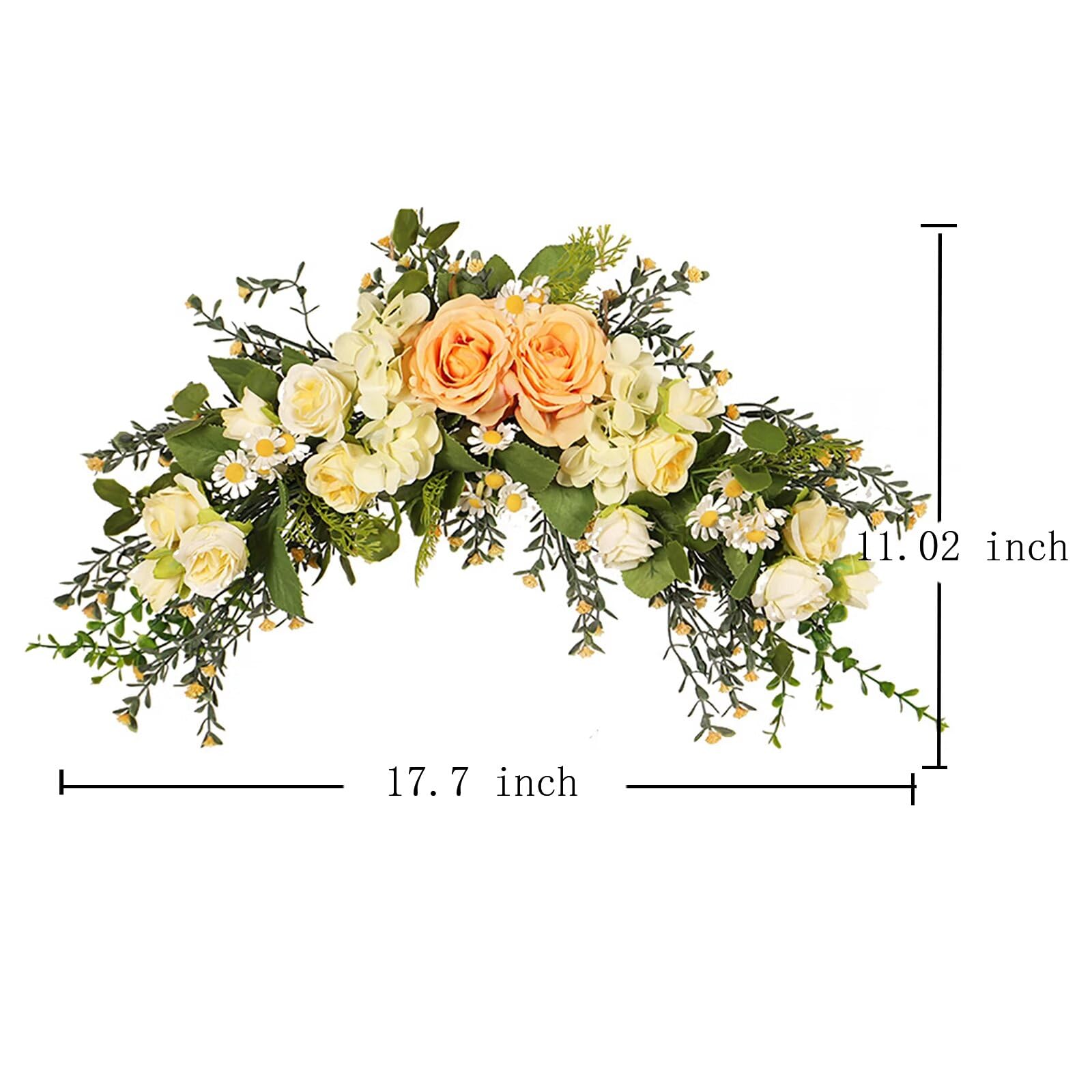 Lovmeety Artificial Rose Flower Swag, Silk Realistic Rose Flower Swag Faux Decorative Floral Swag for Door Lintel Wedding Party Home Office Decor