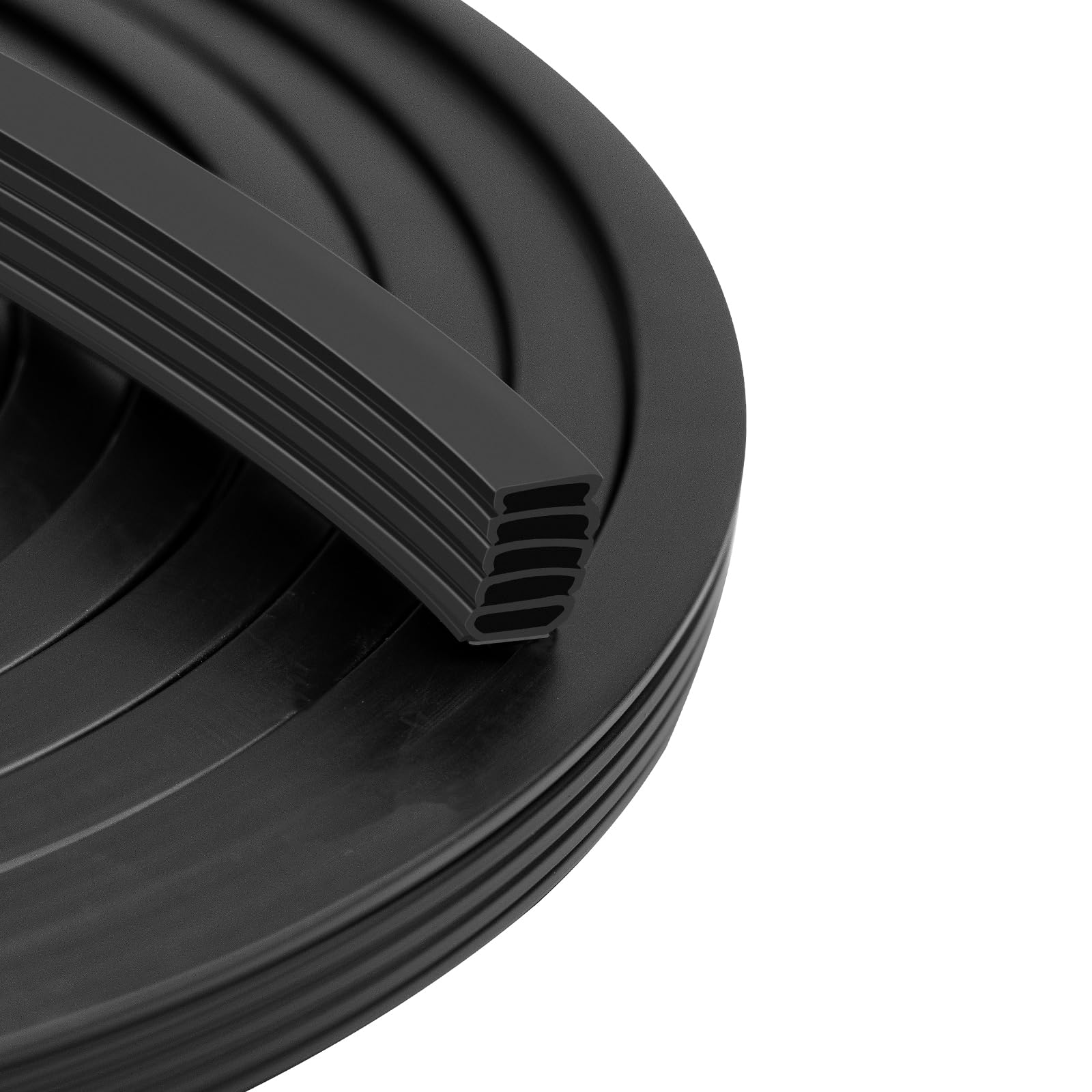 Rubber Weather Stripping Door Seal Strip, Self-Adhesive Backing D-Shape Door Weatherstripping for Door Frame Insulation Large Gap, Easy Cut to Size (Black)