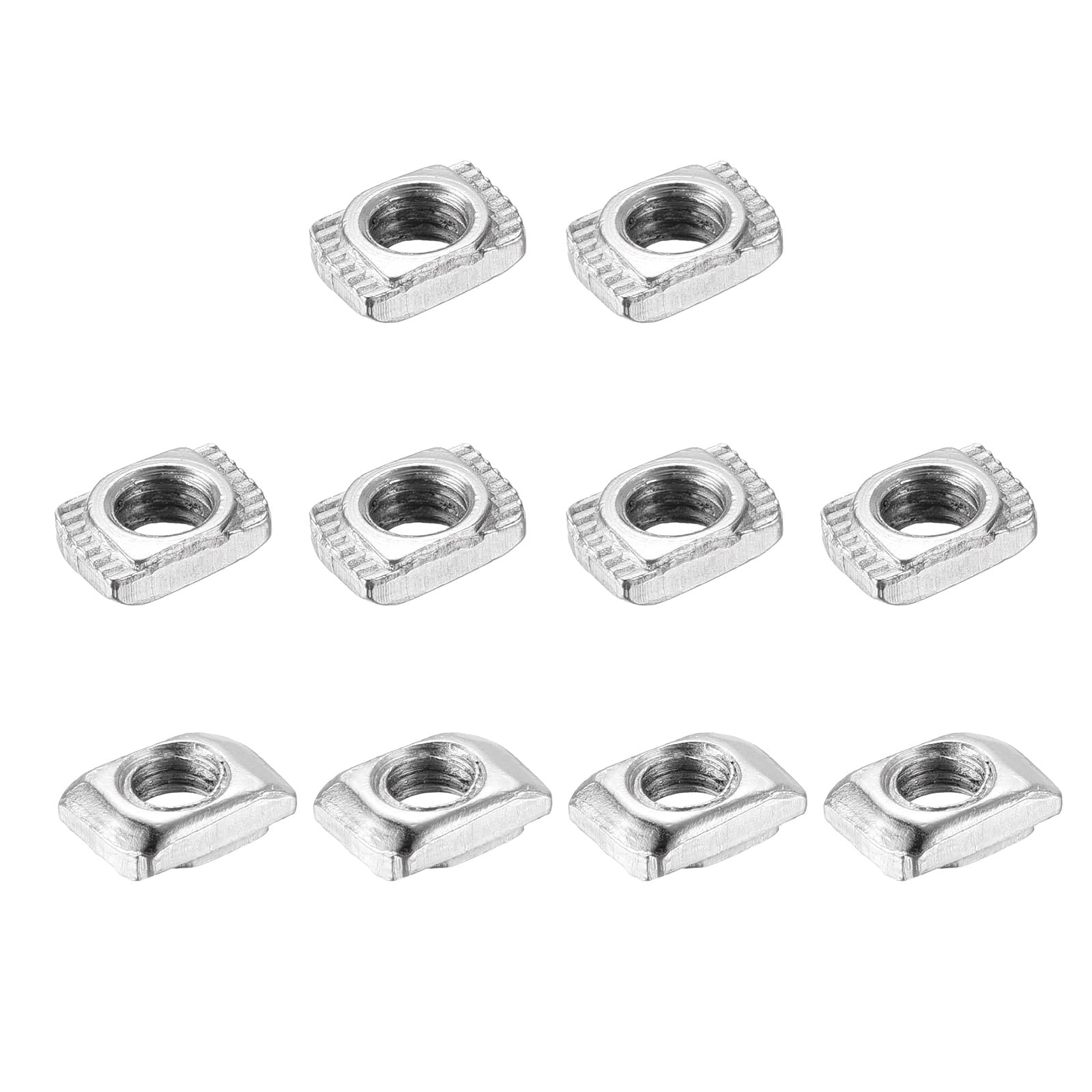uxcell 10Pcs M4 T Nuts Sliding T Slot Nut Fastener Carbon Steel Nickel Plated Half Round Roll in Sliding Aluminum Profile Accessories 1515 Series