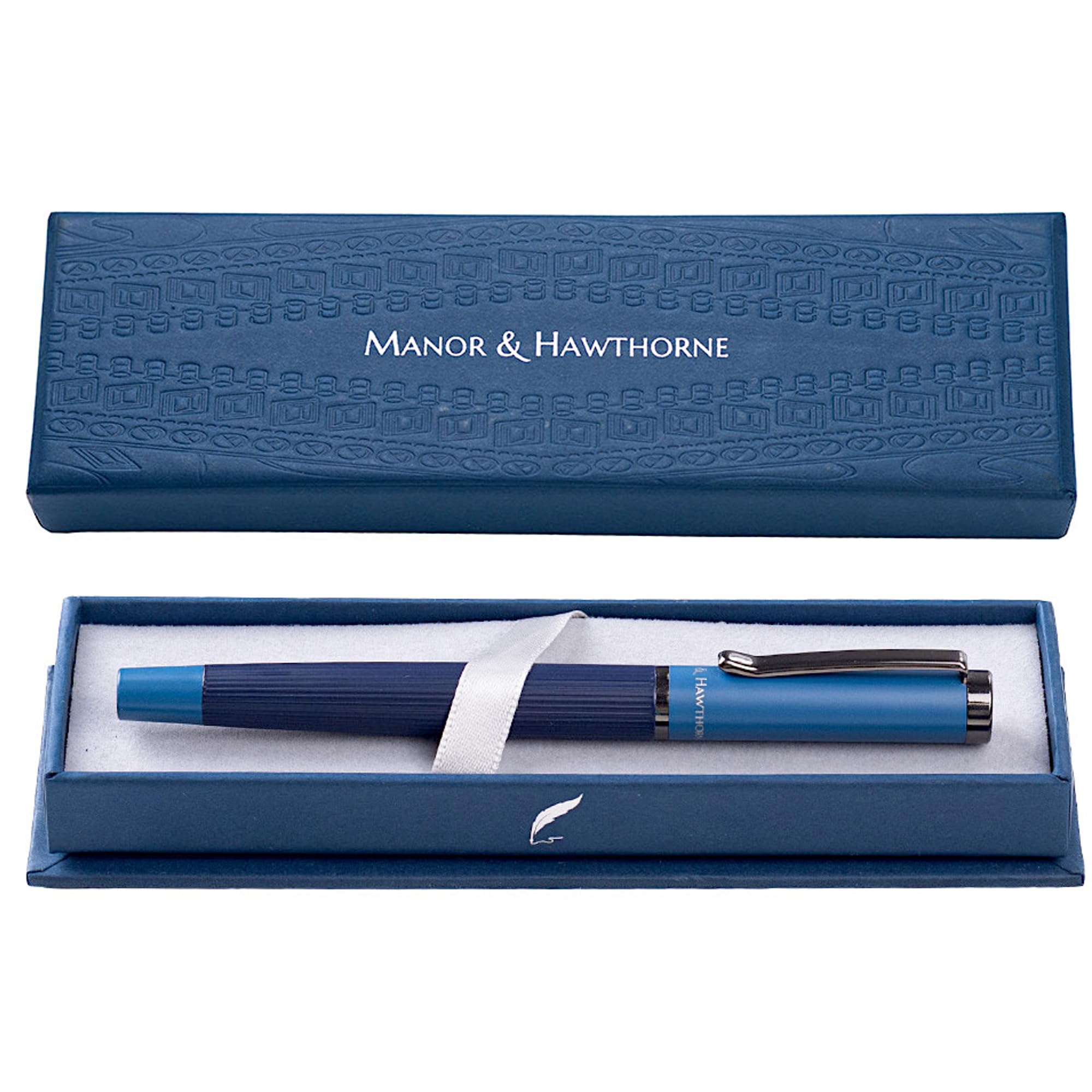 Penna Stilografica Personalizzabile Manor & Hawthorne, Blu Scuro, Con Incisione, In Confezione Regalo, Con Inchiostro - 4